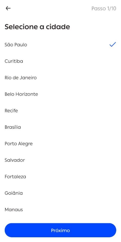 selecionar região-borzo app