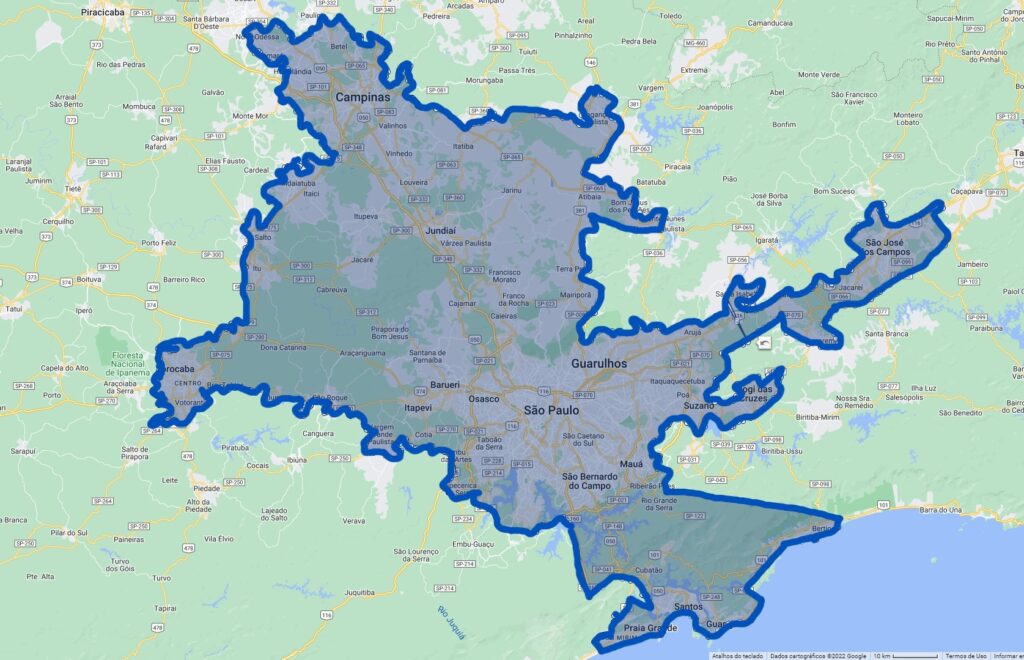 Cobertura em São Paulo - mapa da área de entrega-borzo delivery