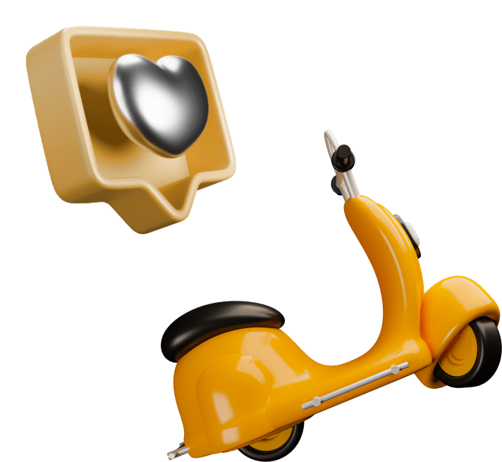 Delivery with love - scooter heart 3d - borzo couriers