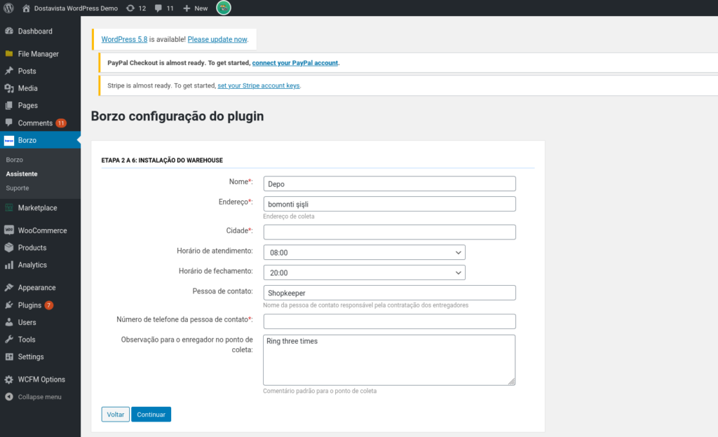 instalação do plugin-borzo